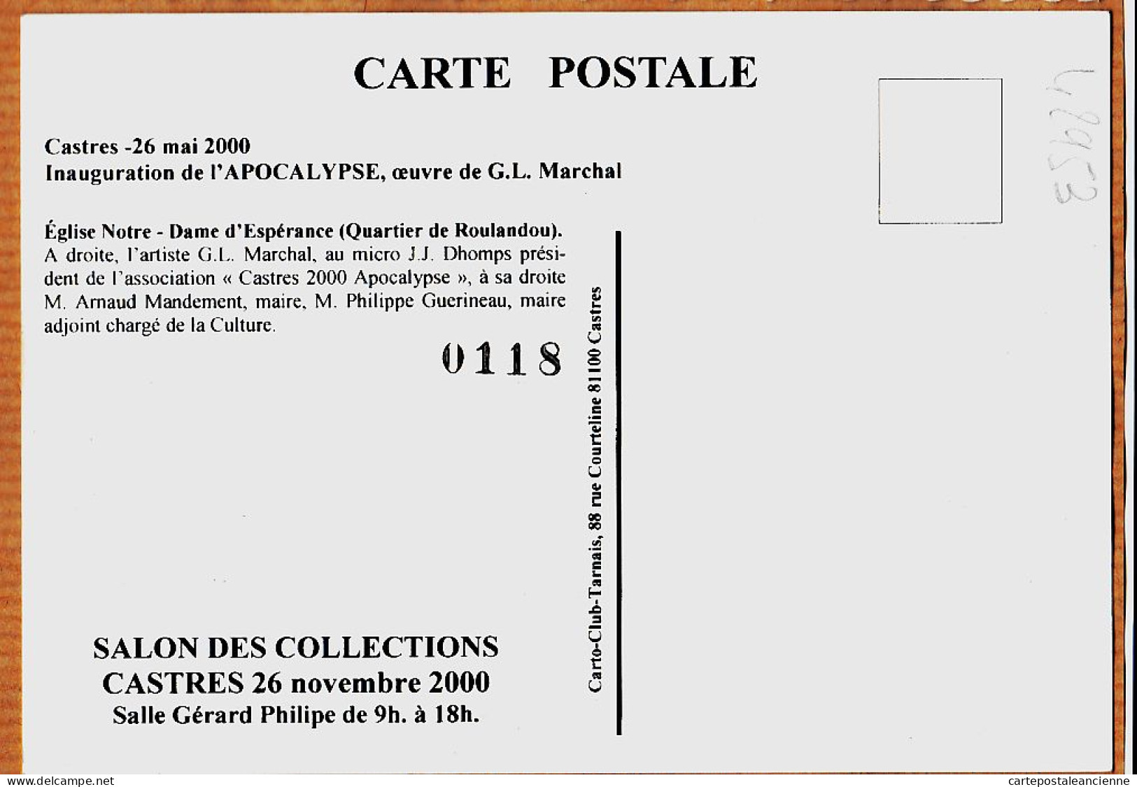 10219 / ⭐ Peu Commun CASTRES 26 Mai 2000 Inauguration De L' APOCALYPSE Oeuvre MARCHAL Maire MANDEMENT GUERINEAU DHOMPS - Castres