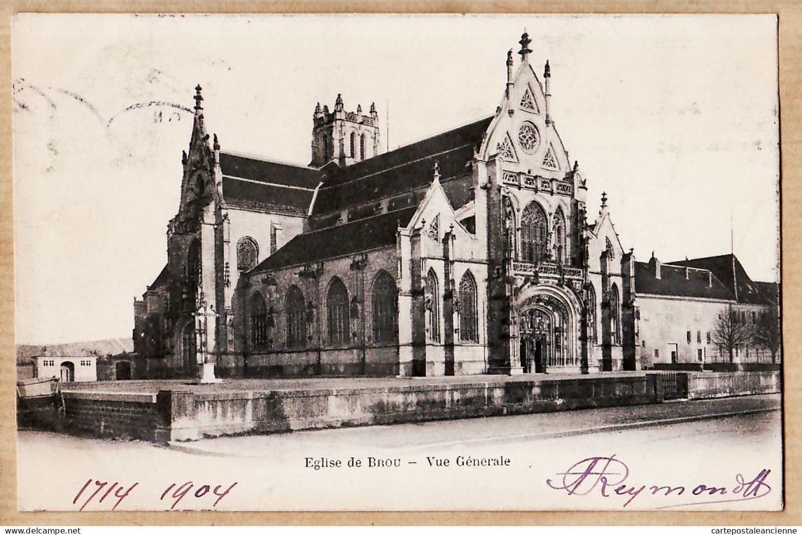 10002 ● BOURG-en-BRESSE Ain Eglise De BROU Vue Générale 17-04-1904 à Alice CATALAN Grande-Rue Montpellier - Brou - Kerk