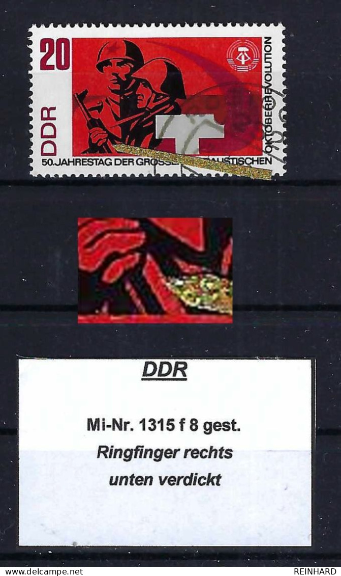 DDR Mi-Nr. 1315 F 8 Plattenfehler Gestempelt - Siehe Beschreibung Und Bild - Abarten Und Kuriositäten