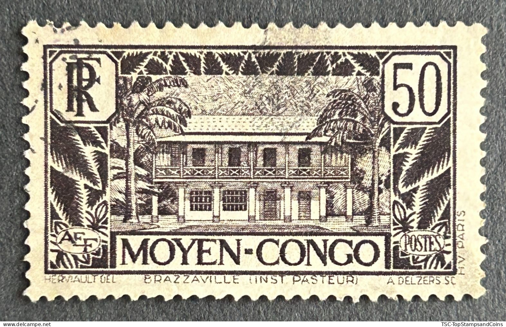 FRCG124U2 - Brazzaville - Pasteur Institute - 50 C Used Stamp - Middle Congo - 1933 - Usati