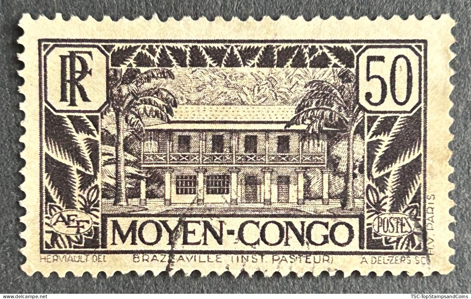FRCG124U3 - Brazzaville - Pasteur Institute - 50 C Used Stamp - Middle Congo - 1933 - Usados