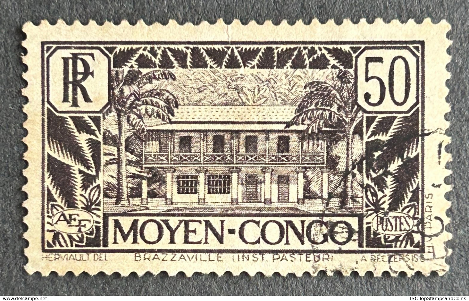 FRCG124U4 - Brazzaville - Pasteur Institute - 50 C Used Stamp - Middle Congo - 1933 - Used Stamps