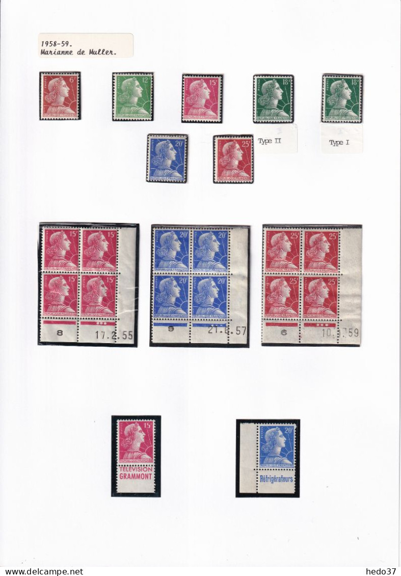 France Timbres D'usage Courant - Période 1955/1962 - Neuf ** Sans Charnière - TB - 1955-1961 Marianne Of Muller