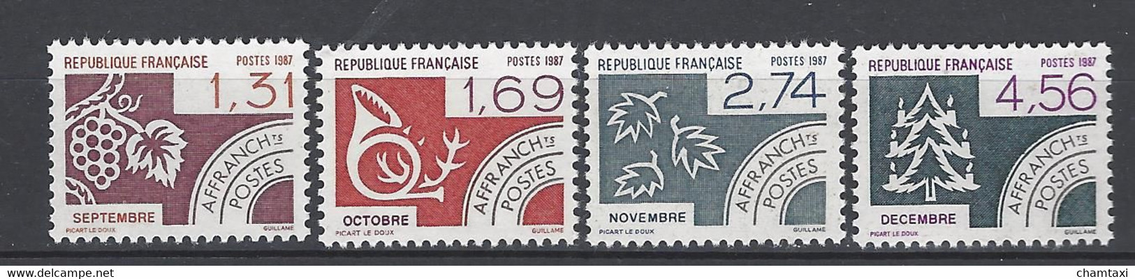 FRANCE 1987 TIMBRE PREOBLITERE 194 195 196 197 LES MOIS DE L ANNEE SEPTEMBRE OCTOBRE NOVEMBRE DECEMBRE - 1964-1988