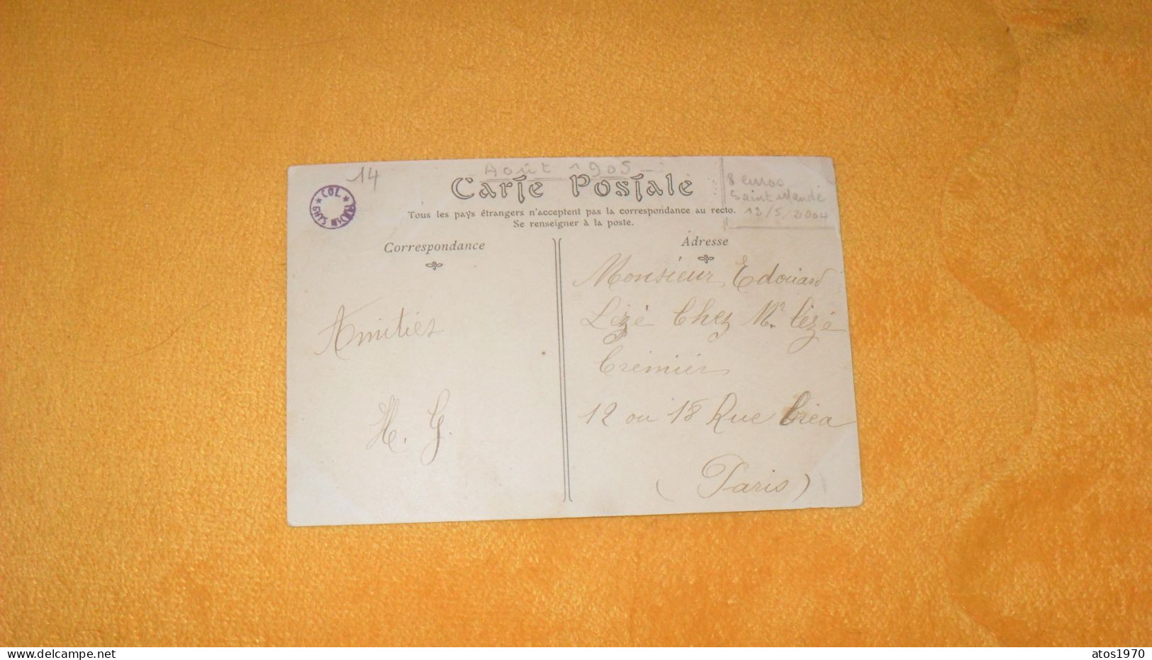 CARTE POSTALE ANCIENNE CIRCULEE DE 1905../ DEAUVILLE SUR MER.- EMBARQUEMENT D'UN BOEUF...CACHET + TIMBRE - Deauville
