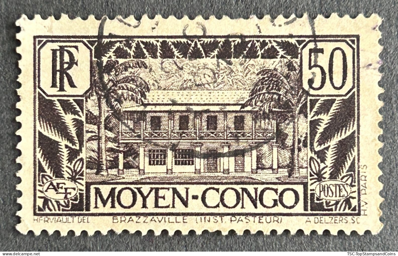 FRCG124U5 - Brazzaville - Pasteur Institute - 50 C Used Stamp - Middle Congo - 1933 - Usati