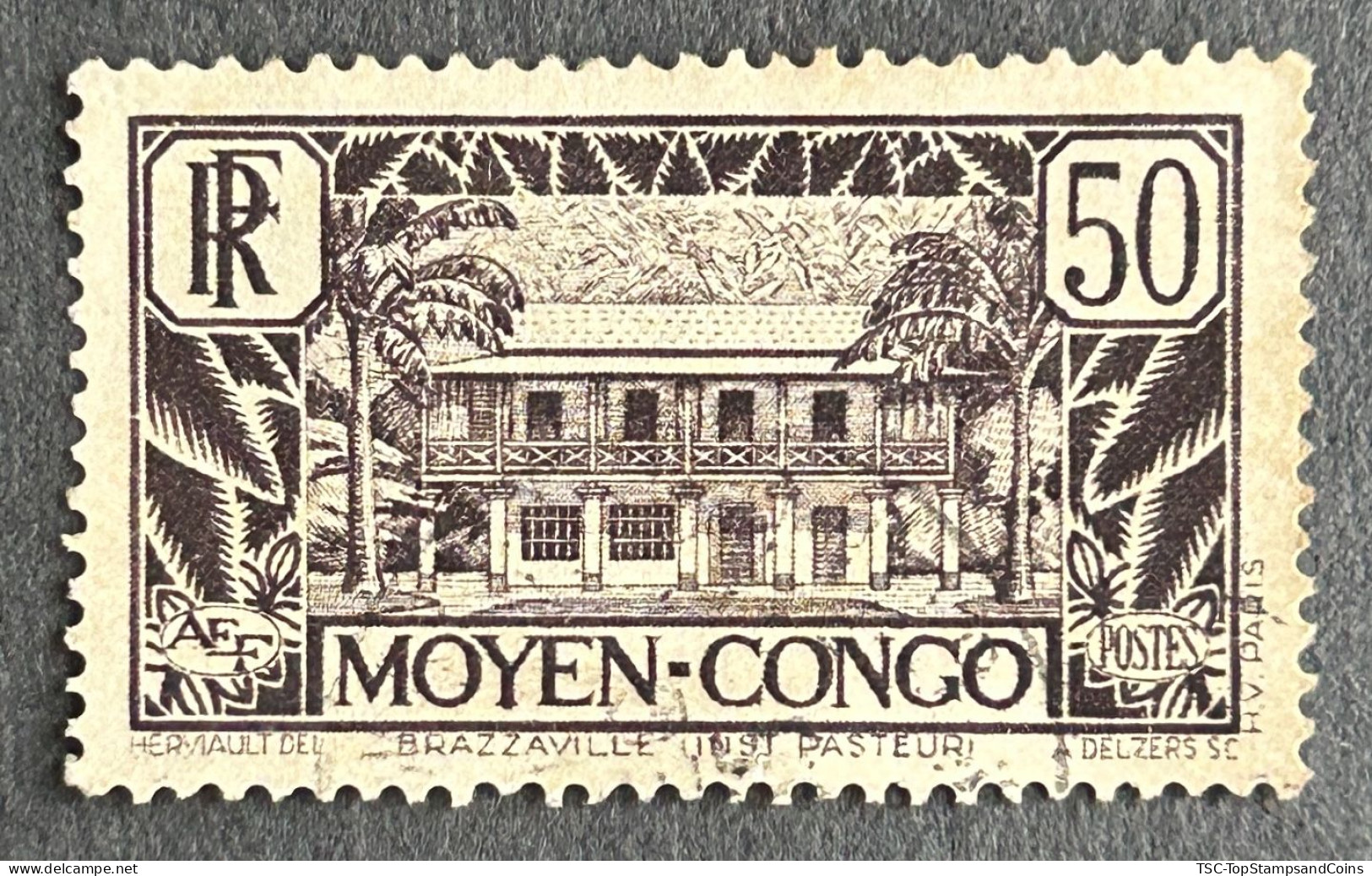 FRCG124U6 - Brazzaville - Pasteur Institute - 50 C Used Stamp - Middle Congo - 1933 - Gebruikt