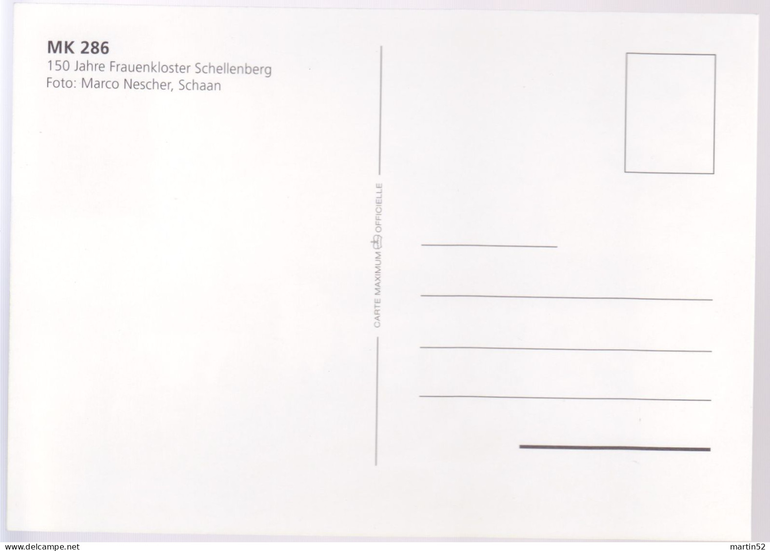 Liechtenstein 2008: "150 Jahre Frauen-Kloster Schellenberg"  Zu 1421 Mi 1478 Yv 1419 Auf MK Nr. 286 (Zu CHF 8.00) - Cartes-Maximum (CM)