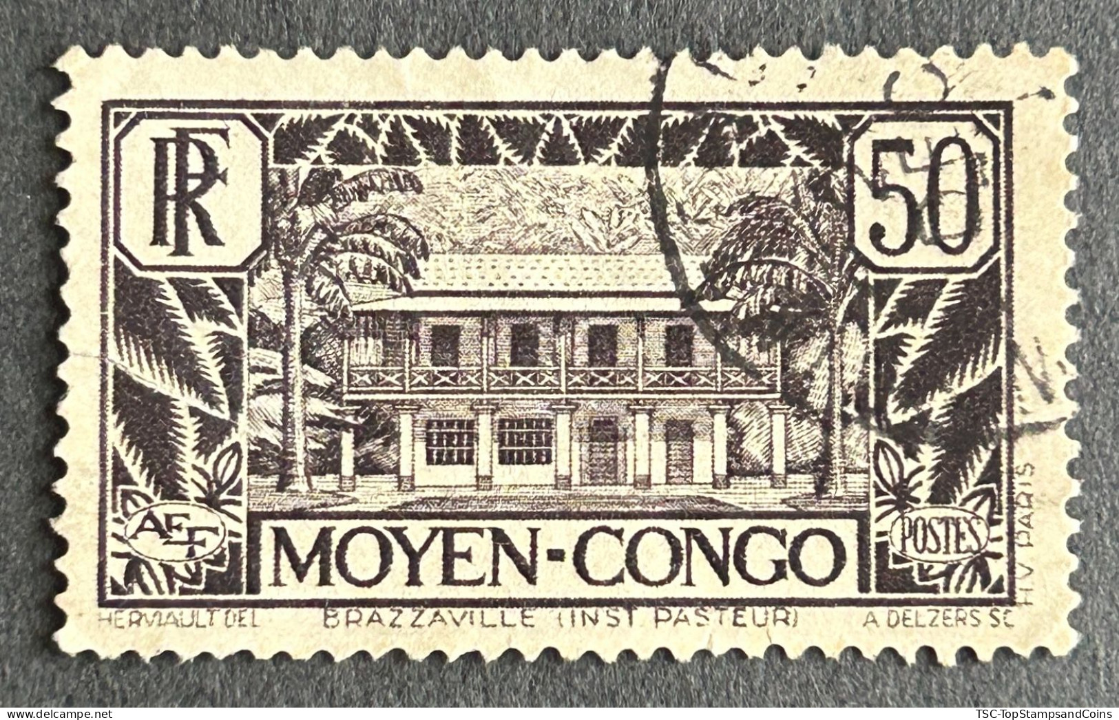 FRCG124U7- Brazzaville - Pasteur Institute - 50 C Used Stamp - Middle Congo - 1933 - Usados