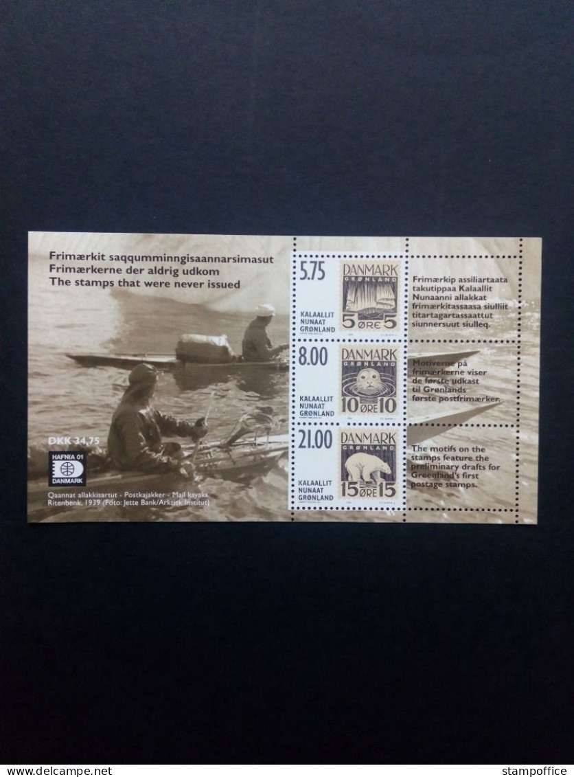 GRÖNLAND BLOCK 22 POSTFRISCH(MINT) BRIEFMARKENAUSSTELLUNG HAFNIA `01 KOPENHAGEN MARKE AUF MARKE SCHIFF ROBBE EISBÄR - Bloques