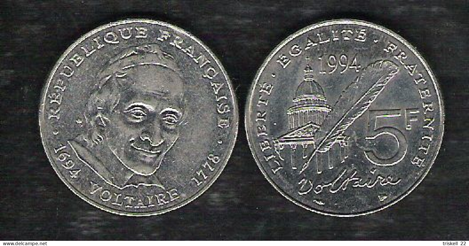 France Monnaie 5 Fr Type Voltaire - 1994 - Sonstige & Ohne Zuordnung