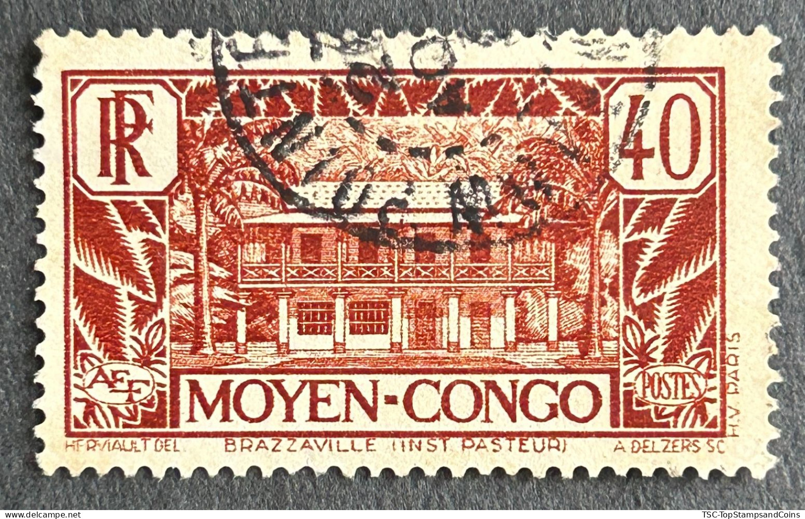 FRCG122U - Brazzaville - Pasteur Institute - 40 C Used Stamp - Middle Congo - 1933 - Usados