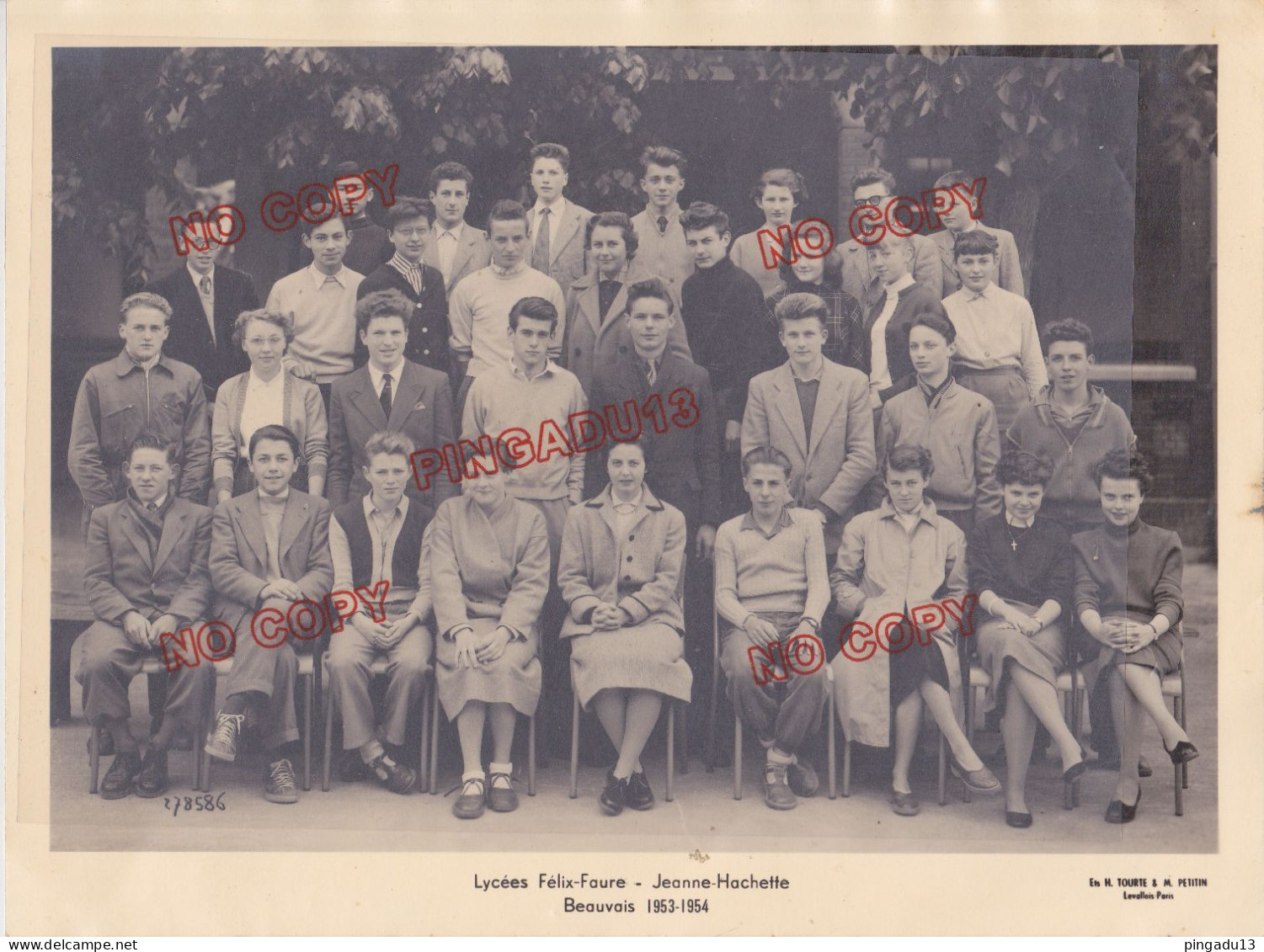 Fixe Lycées Félix Faure Jeanne Hachette Beauvais 1953-1954 - Personas Identificadas