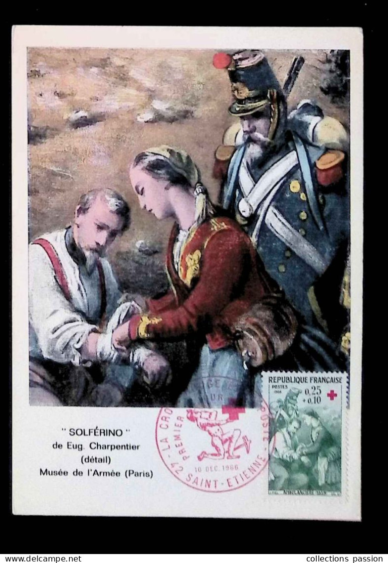 CL, Carte Maximum, France, 42 Saint Etienne, 10 Dec. 1966, La Croix Rouge Et La Poste, Ambulance 1859 - 1960-1969