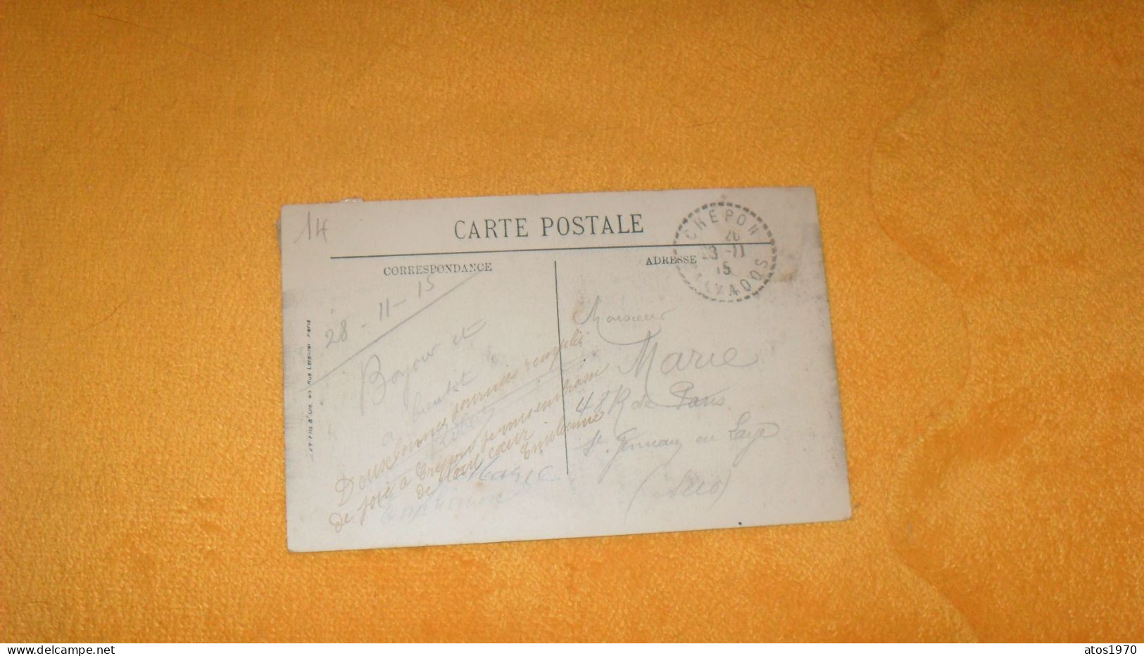 CARTE POSTALE ANCIENNE CIRCULEE DE 1915../ CAEN.- LA GARE DES CHEMINS DE FER DU CAVALDOS...CACHETS + TIMBRE - Caen