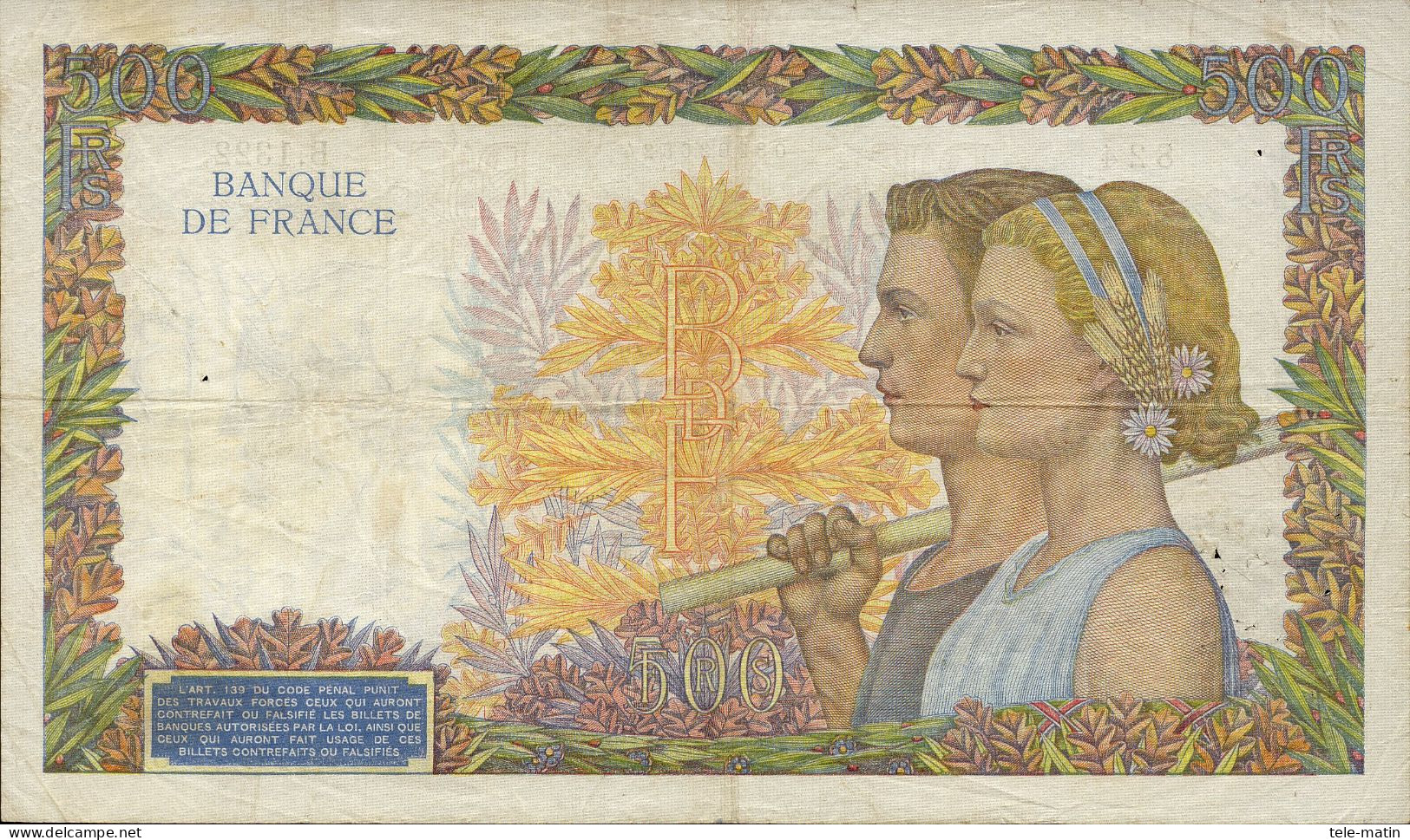 500 De 1940 La Paix ( Billet En Ttb ) - 500 F 1940-1944 ''La Paix''