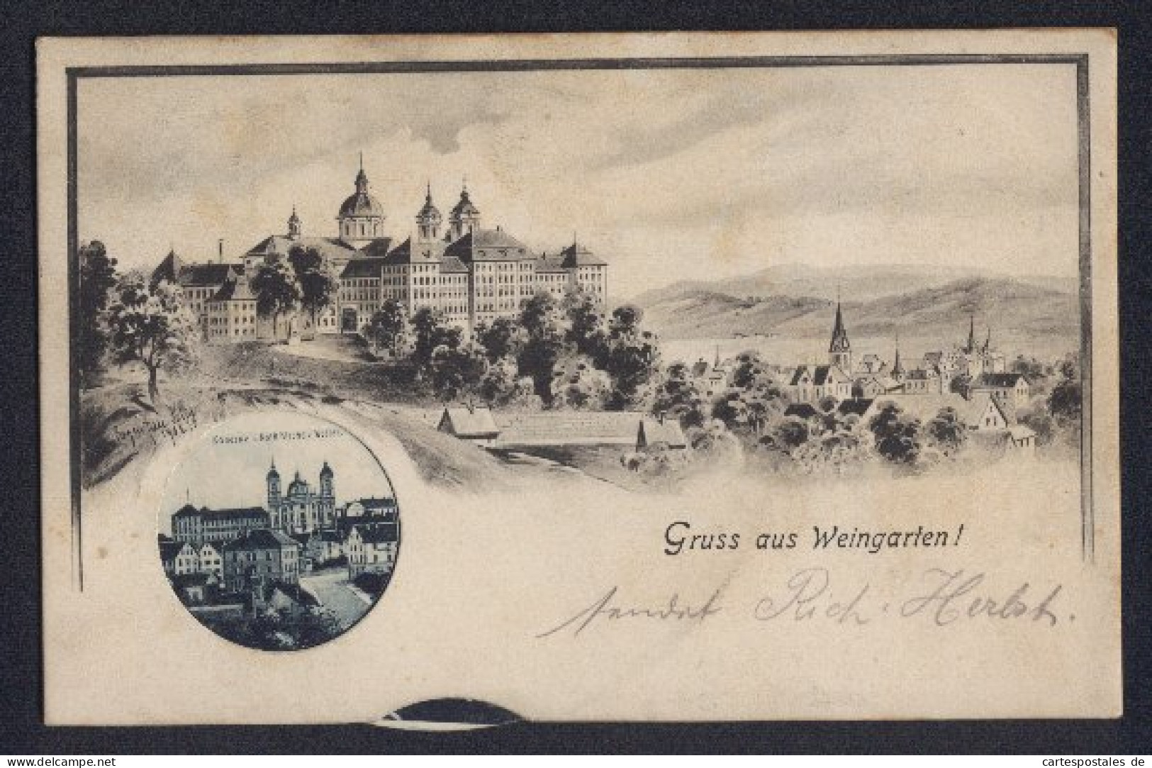 Mechanische-AK Weingarten / Württ., Panorama Mit Kloster, Wählscheibe Mit Verschiedenen Ansichten  - A Systèmes