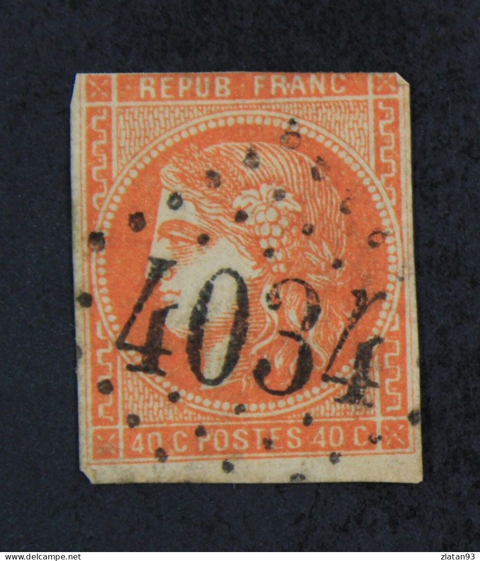BORDEAUX N°48 40c Orange Oblitéré Losange GC 4034 - 1870 Bordeaux Printing