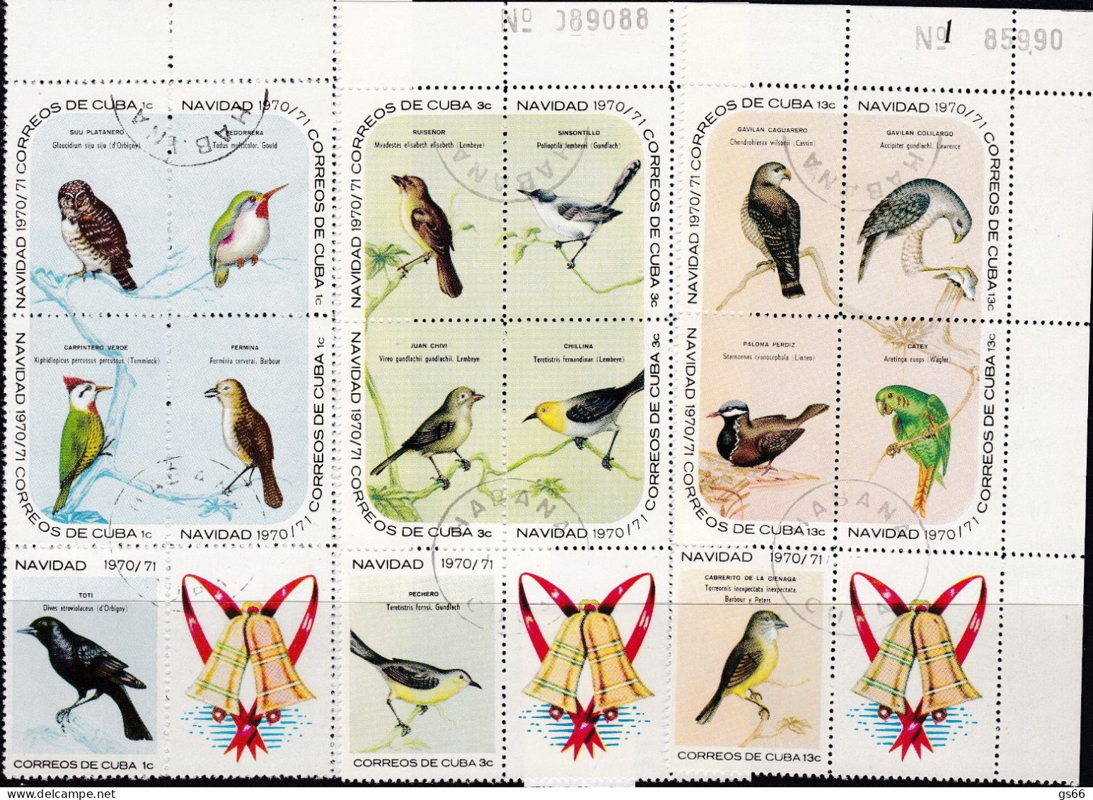 Kuba, 1970, 1644/58,  Used Oo , Weihnachten: Vögel. - Used Stamps