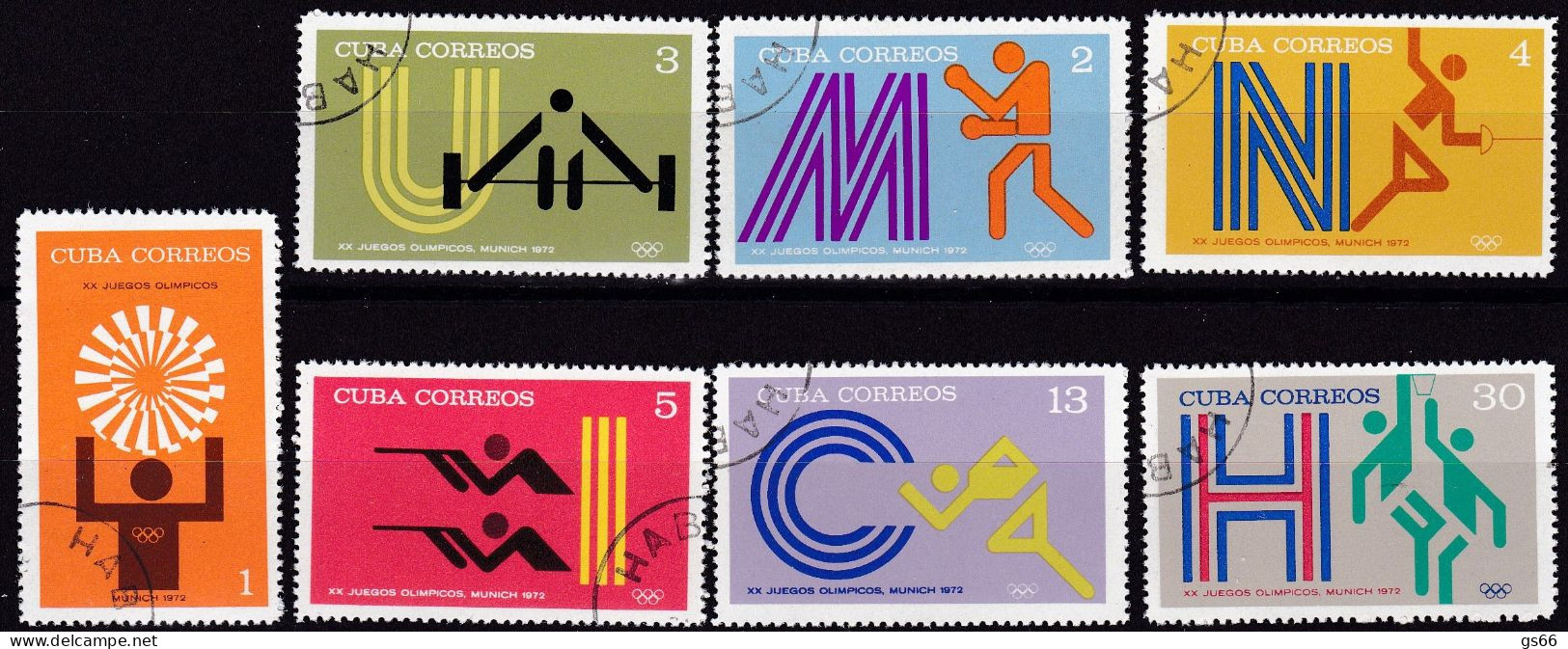 Kuba, 1972, 1790/97,  Used Oo , Olympische Sommerspiele, München: Piktogramme. - Gebraucht