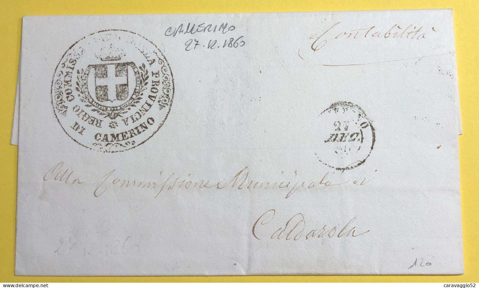 1860 G.P. CAMERINO X CALDAROLA - ...-1850 Voorfilatelie