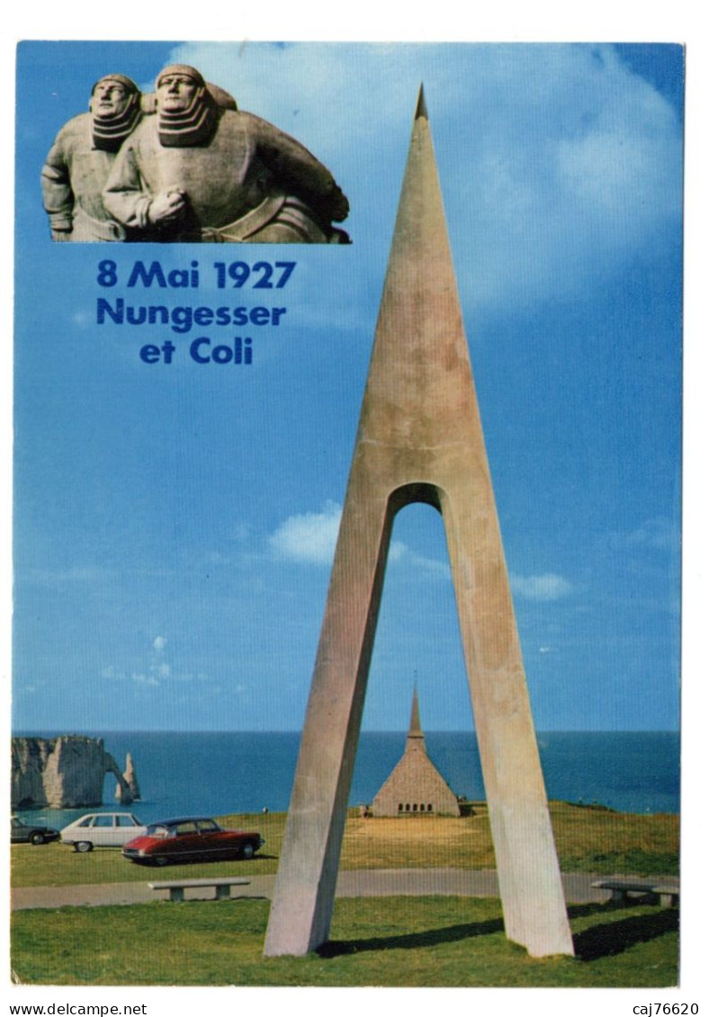 étretat , Sur La Falaise Amont ,monument à La Mémoire De Nungesser Et Coli - Etretat