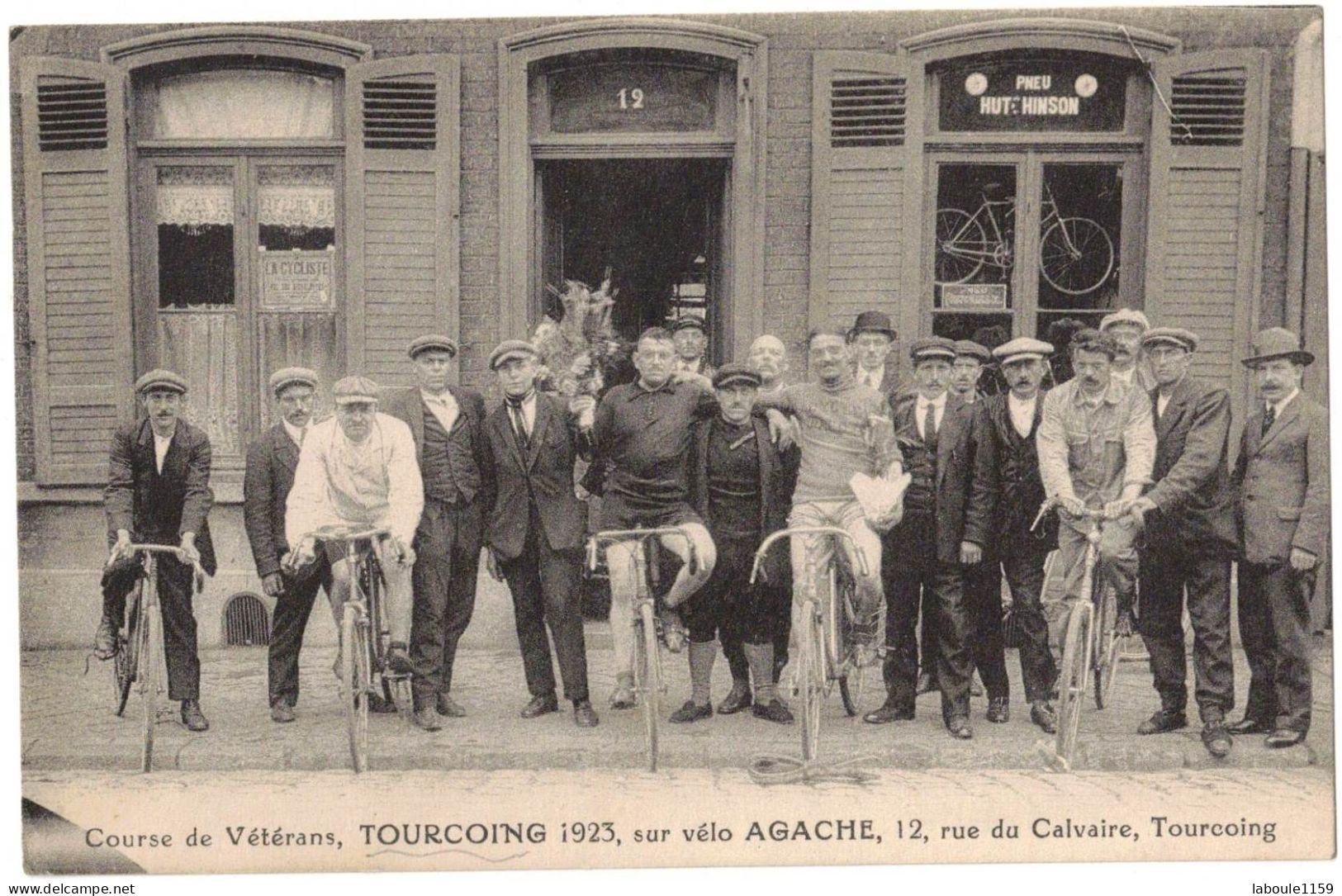 SPORT CYCLISME NORD TOURCOING RARE SOUVENIR COURSE DE VETERANS 1923 SUR VELO AGACHE 12 RUE DU CALVAIRE PNEU HUTCHINSON - Cyclisme