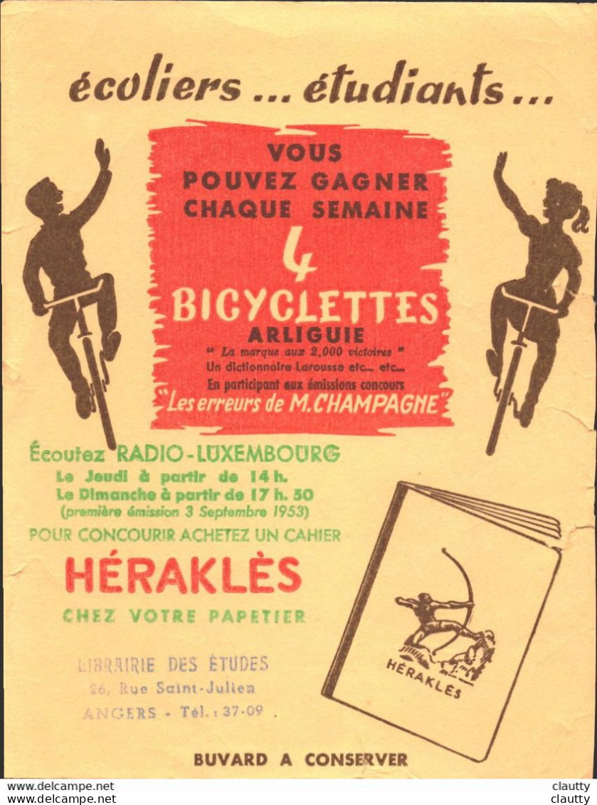 Buvard Héraclès , Les Cahiers , Publicité Librairie Des études Angers - Stationeries (flat Articles)