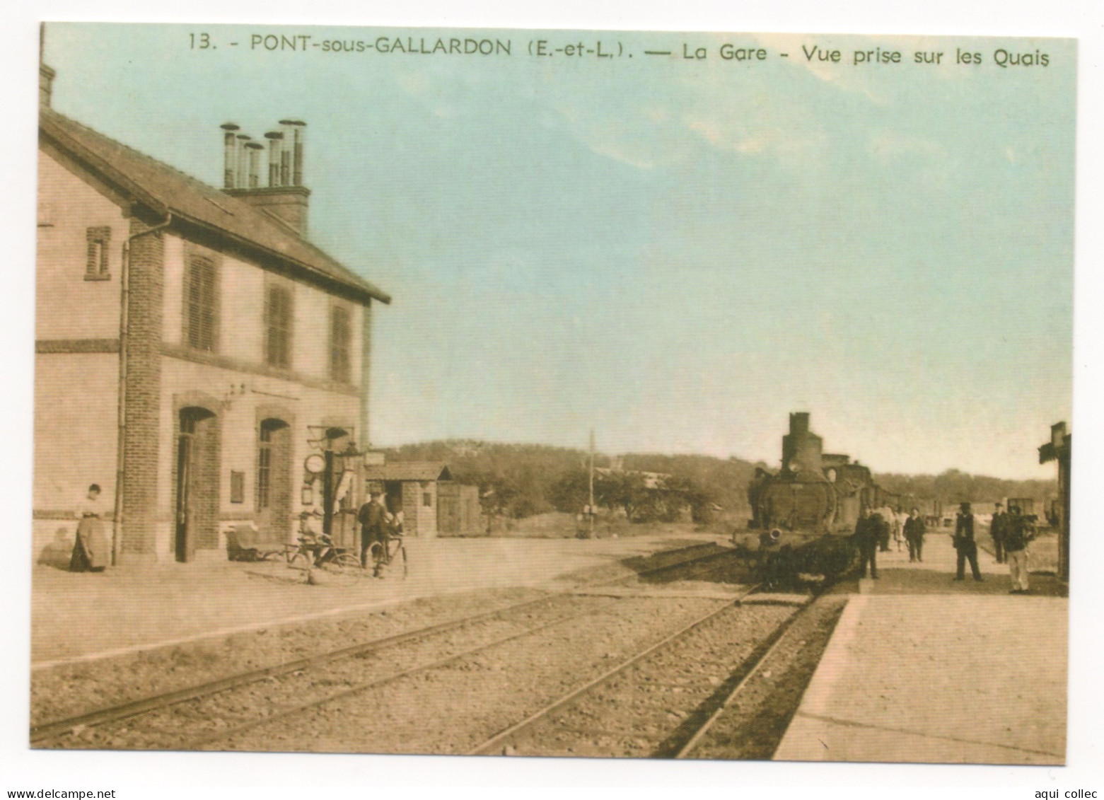 PONT-SOUS-GALLARDON (28) TRAIN DE L'ETAT EN GARE ( REPRODUCTION D'UNE CARTE POSTALE ANCIENNE ) - Treni