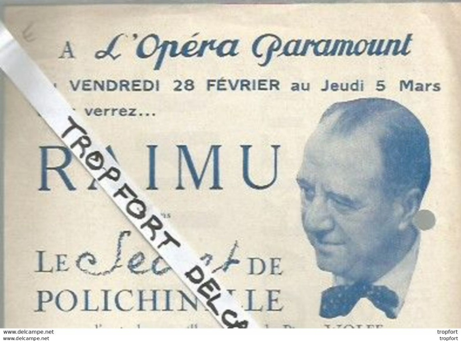Bb // Vintage // Old French Movie Program / Programme Cinema RAIMU Secret Polichinelle / MAYERLING Daniele DARIEUX - Programas