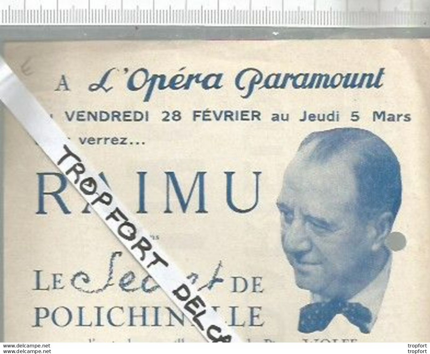 Bb // Vintage // Old French Movie Program / Programme Cinema RAIMU Secret Polichinelle / MAYERLING Daniele DARIEUX - Programas