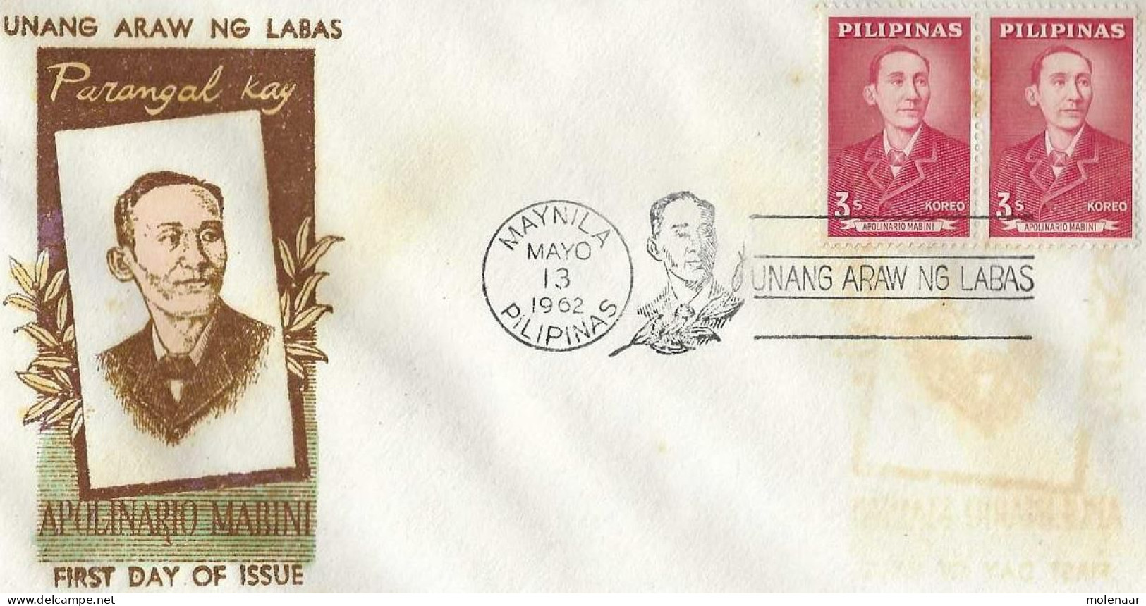 Postzegels > Azië > Filippijnen FDC Met 2 Postzegels 13-mayo-1962 (16984) - Filipinas
