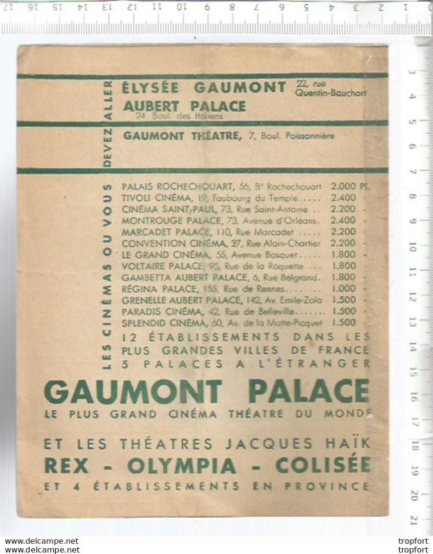 XW // Vintage / Old French CINEMA Program 1935 // Programme Cinéma GAUMONT Palace Pension Mimosas - Programas