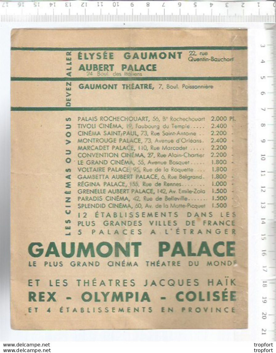 XW // Vintage / Old French CINEMA Program 1935 // Programme Cinéma GAUMONT Palace Pension Mimosas - Programme