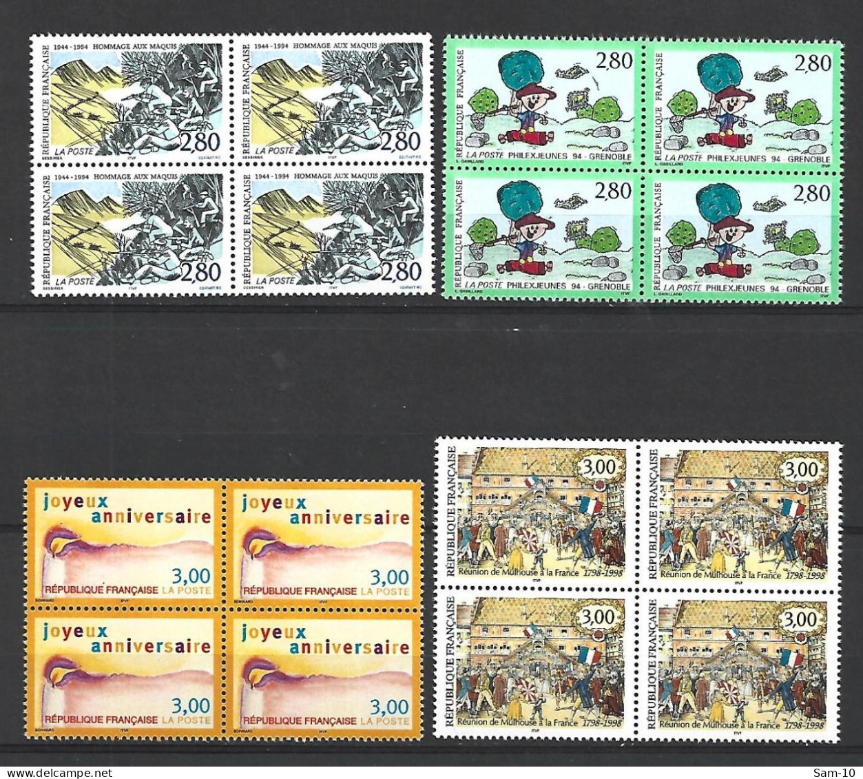 Timbre De France Neuf ** N 2876 / 2877 + 3141 / 3142  Par 4 - Neufs