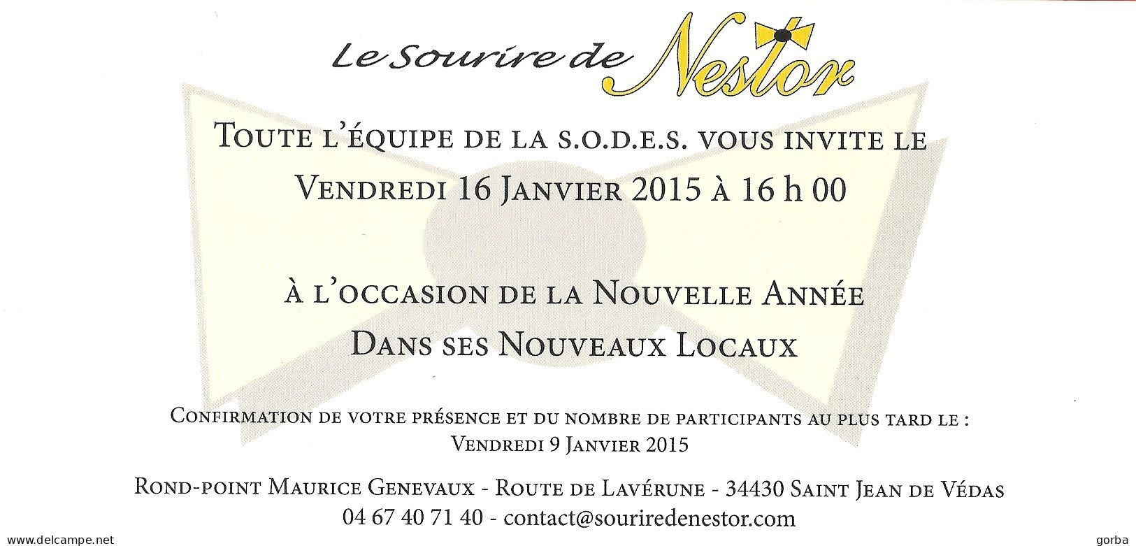 *CPM - Carte Invitation - "Le Sourire De NESTOR" Sté S.O.D.E.S (Aide à La Personne) à Saint Jean De Védas (34) - Werbepostkarten