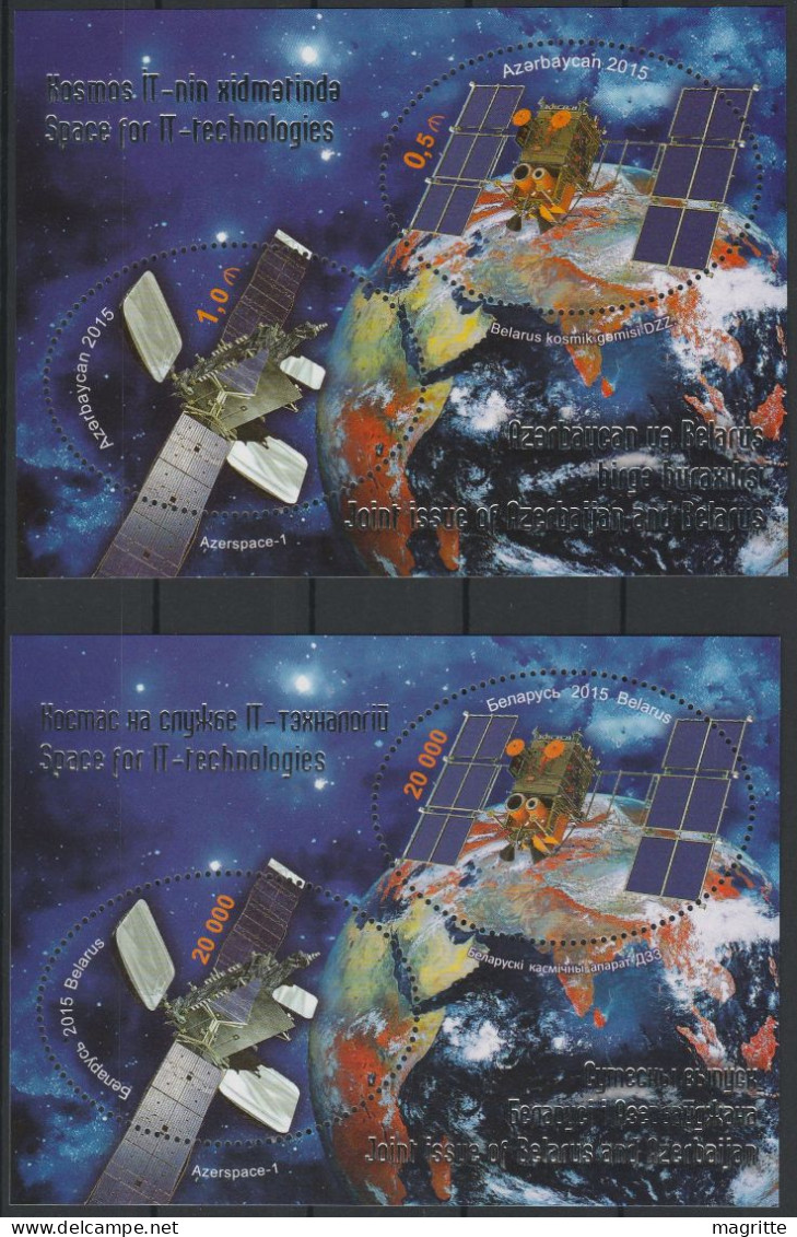 Azerbaidjan Bielorussie 2015 Emission Commune Joint Issue Space Satellites - Emisiones Comunes