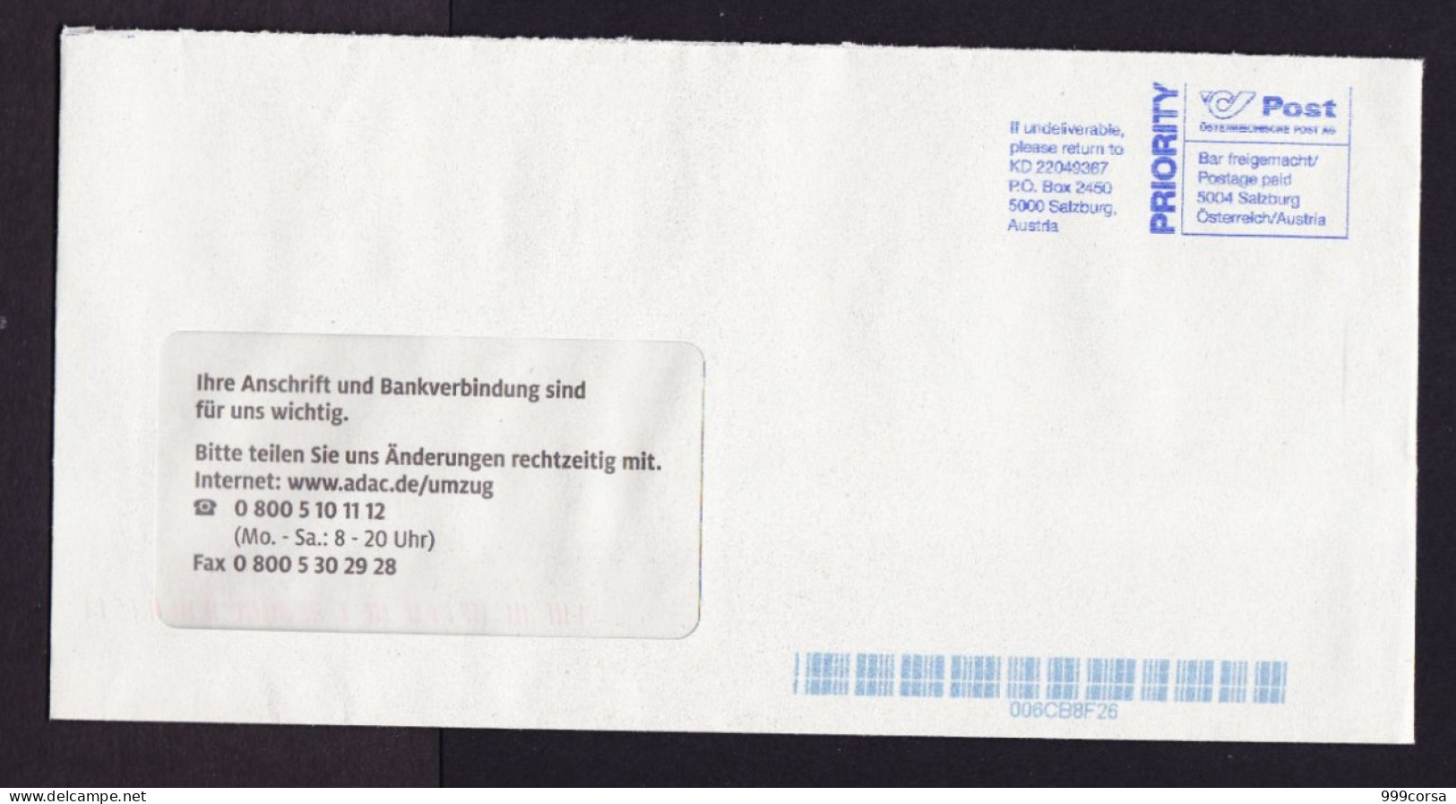 Austria, Post, Priority, Bar Freigemacht, Postage Paid, Salzburg 5004, Osterreich,ema,meter,freistempel - Maschinenstempel (EMA)