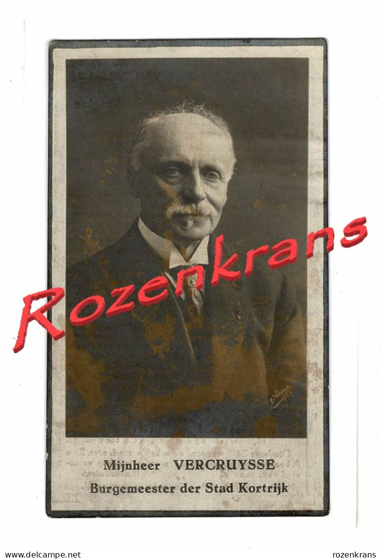 Georges Vercruysse Burgemeester Kortrijk Senator 1929 Bidprentje Doodsprentje - Obituary Notices