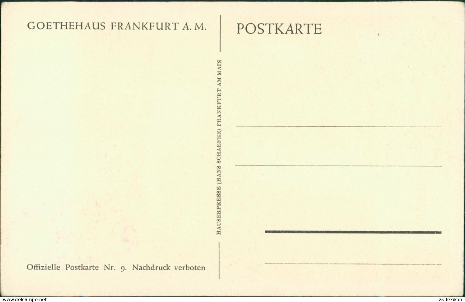 Ansichtskarte Frankfurt Am Main Goethehaus - Gemälde Kabinett II. Stock 1926 - Frankfurt A. Main