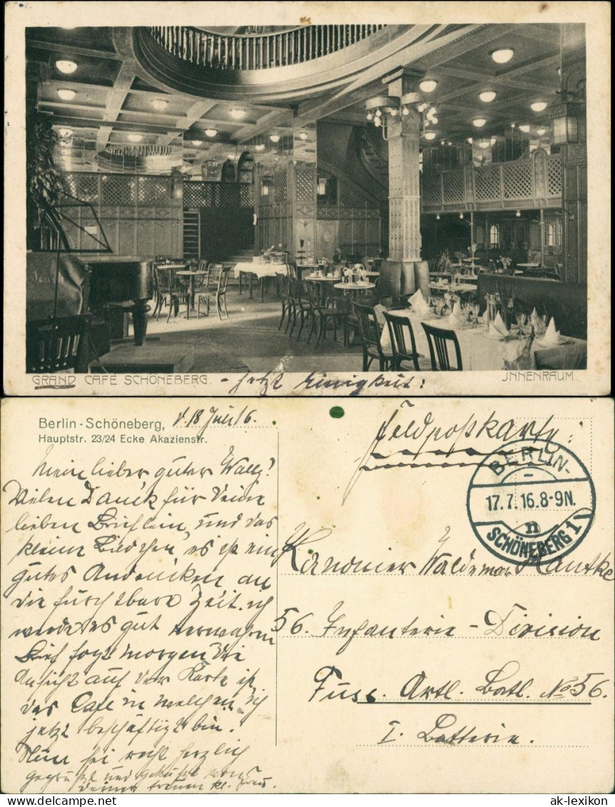 Ansichtskarte Schöneberg-Berlin Grand Cafe - Saal Akazienstraße 1916 - Schoeneberg