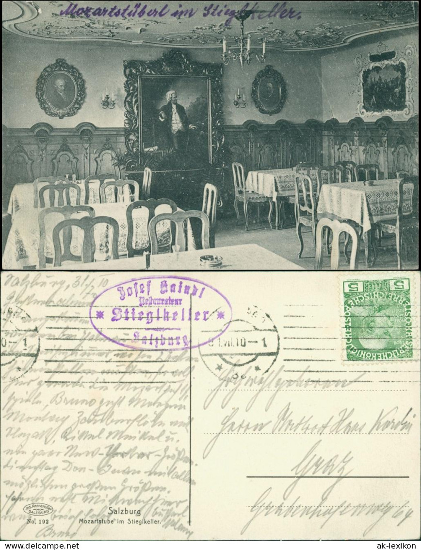 Ansichtskarte Salzburg Mozartstube Im Stieglkeller 1910 - Autres & Non Classés