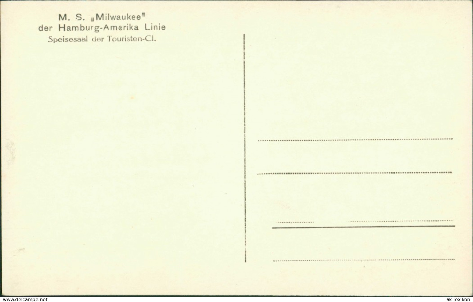 Ansichtskarte  Hamburg-Amerika-Linie (Schiffahrt) MS Milwaukee Speisesaal 1928 - Otros & Sin Clasificación