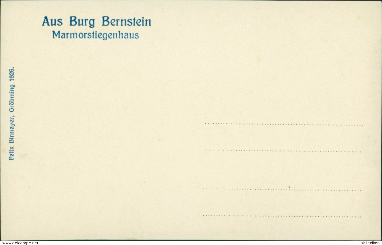 Ansichtskarte Gröbming Burg Bernstein - Treppenhaus 1926 - Other & Unclassified