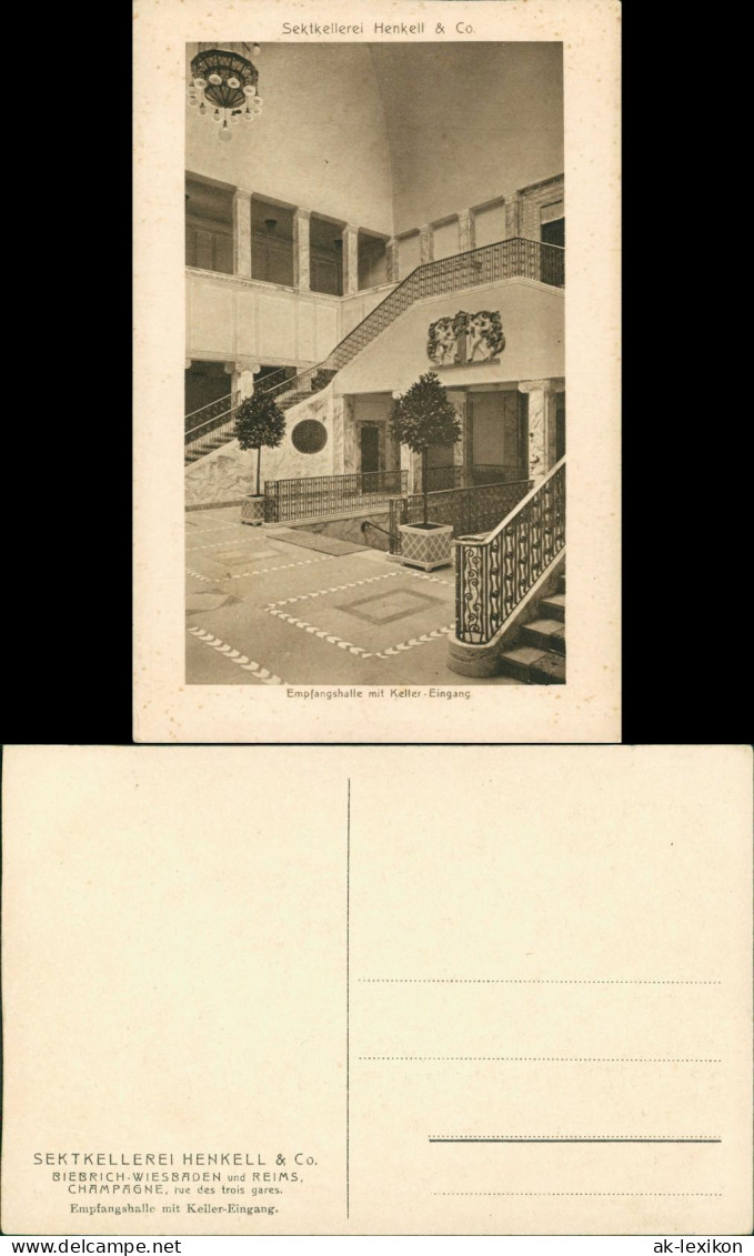 Ansichtskarte Biebrich-Wiesbaden Sektkellerei Henkell - Empfangshalle 1927 - Wiesbaden