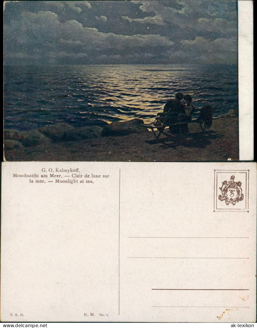 Ansichtskarte  G. O. Kalmykoff "Mondnacht Am Meer" Liebespaar 1910 - Couples