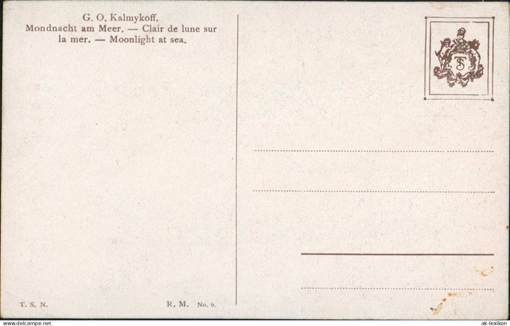 Ansichtskarte  G. O. Kalmykoff "Mondnacht Am Meer" Liebespaar 1910 - Coppie