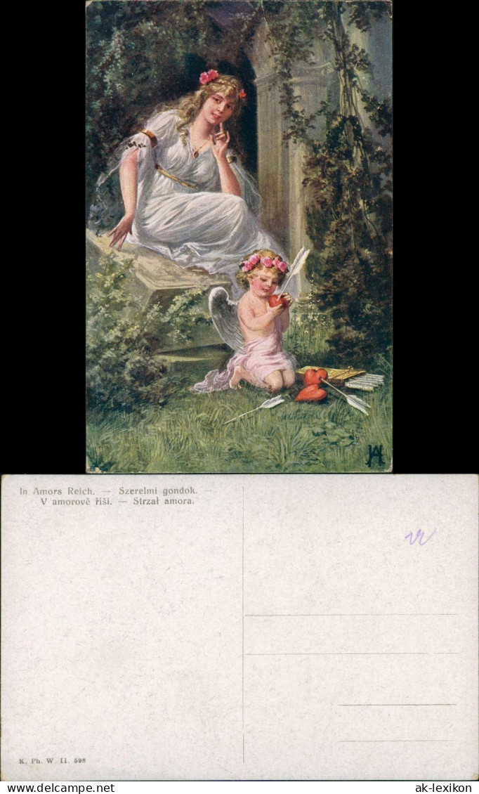 In Amors Reich Szerelmi Signierte Künstlerkarte Art Postcard 1910 - 1900-1949