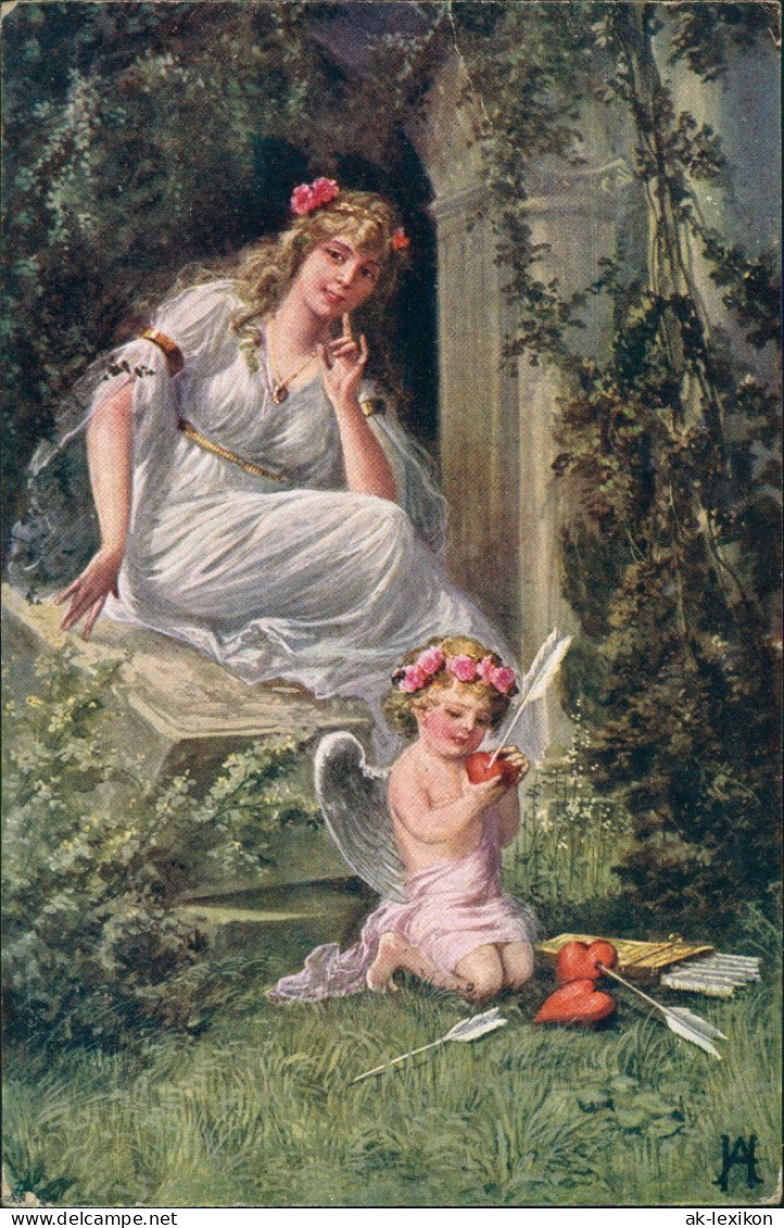 In Amors Reich Szerelmi Signierte Künstlerkarte Art Postcard 1910 - 1900-1949