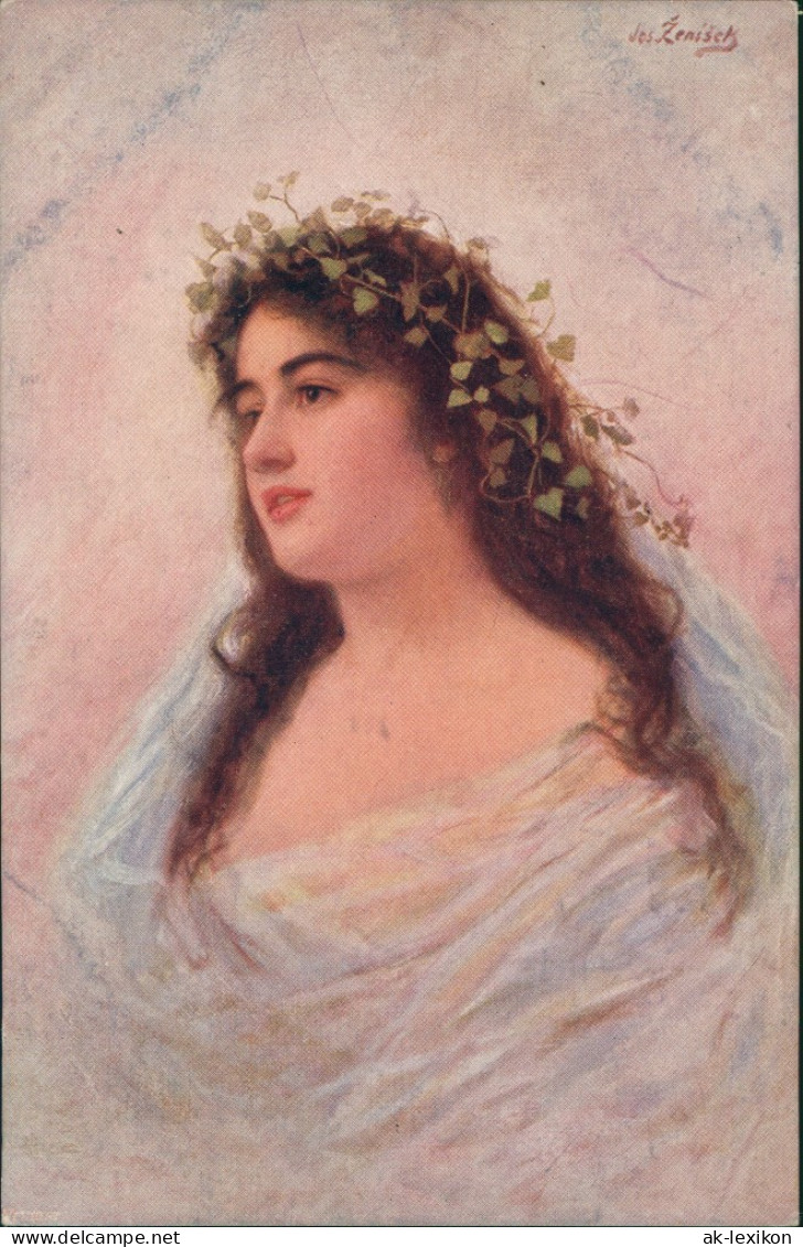 JOS. ŽENÍŠEK "Griechische Braut" Künstlerkarte Art Postcard 1910 - Personajes